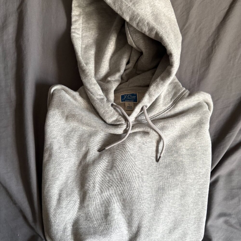 J. Crew Garment Dyed French Terry Hoodie Sweatshirt GREY large